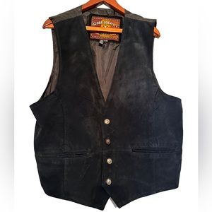Global Identity G-lll Genuine Leather Button Front Black Vest